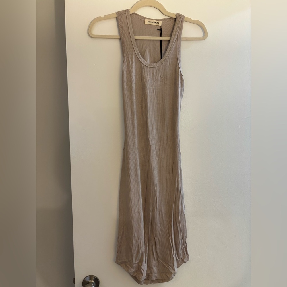 Brand new ribbed knit neutral Midi Dress